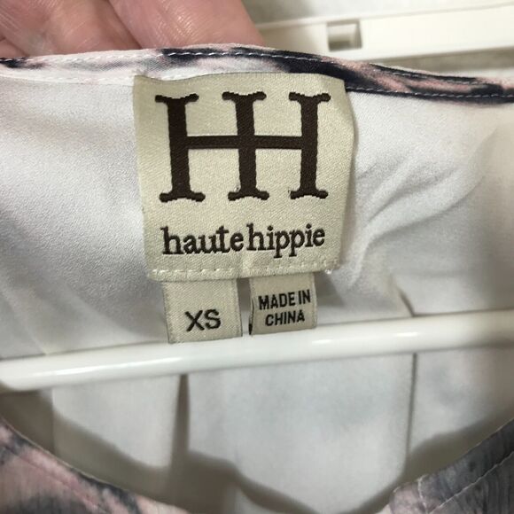 Haute Hippie The Flowers in the Sun Silk Dress XS Cold Shoulder Mini Silk Ruffle - Picture 10 of 11